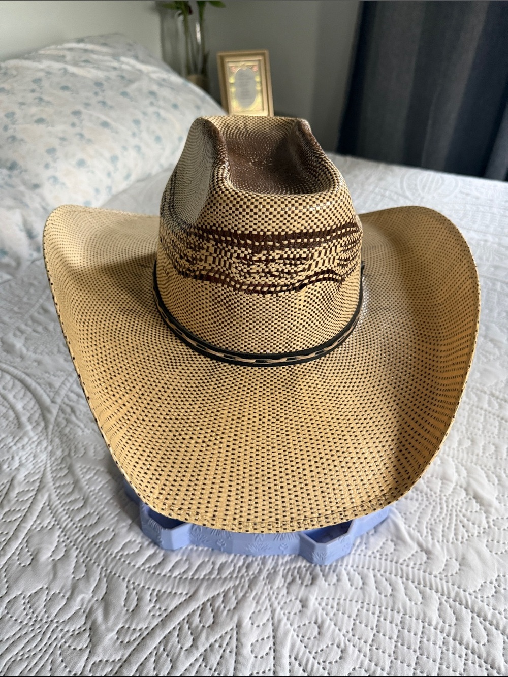 Straw Cowboy Hat with Brown Accent - Men Accessories
